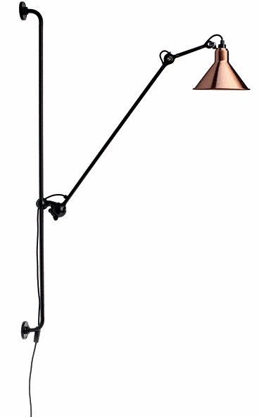 Lampe Gras N214 væglampe mat sort/kobber